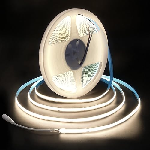 ALITOVE Tira de luz LED COB de 32.8 pies, color blanco natural, 4000 K, flexible, súper brillante, tira LED de 24 V, 480 ledsM CRI90+, tira de luz