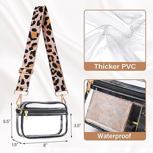 Miniatura 3 de HULISEN Bolso cruzado transparente aprobado para estadios, bolso transparente para mujeres y hombres, bolso de hombro transparente