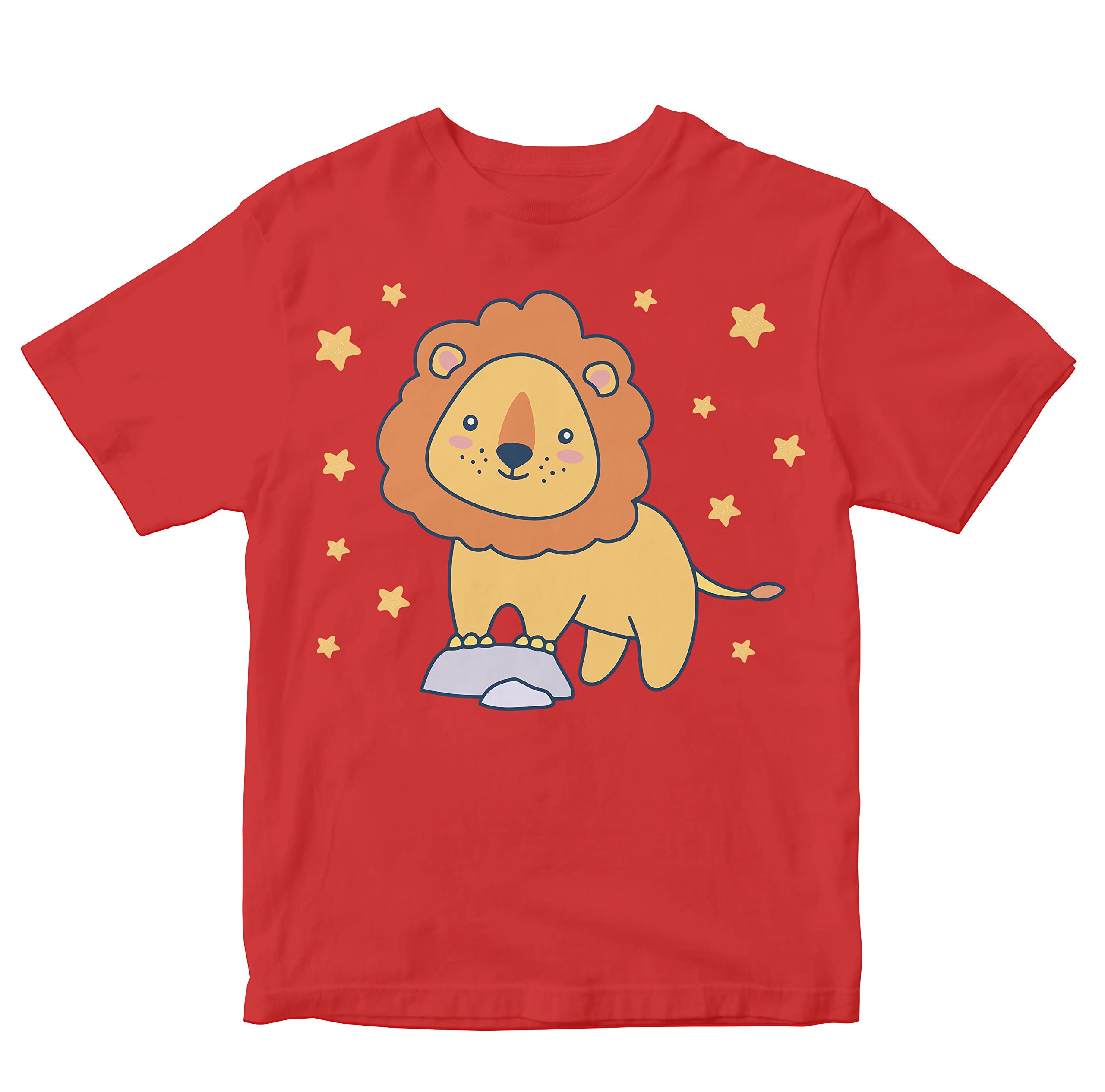 Kids T-Shirt Cute Lion with Stars 100% Cotton Boy's Girl's Regular Fit Unisex T-Shirt