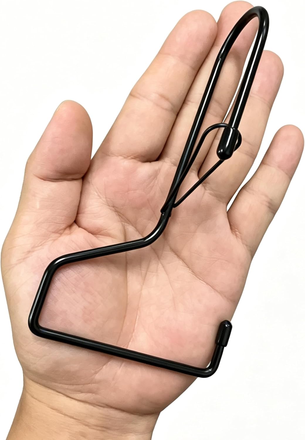 6 Inch Large Closet Rod Hooks with Safety Buckle, Unique Twist Design, Purse Hooks for Max 1.3 Inch Closet Rod. Hanging Clothes, Purse, Kitchen Utensils, Pots. (Black, 6 Pack)