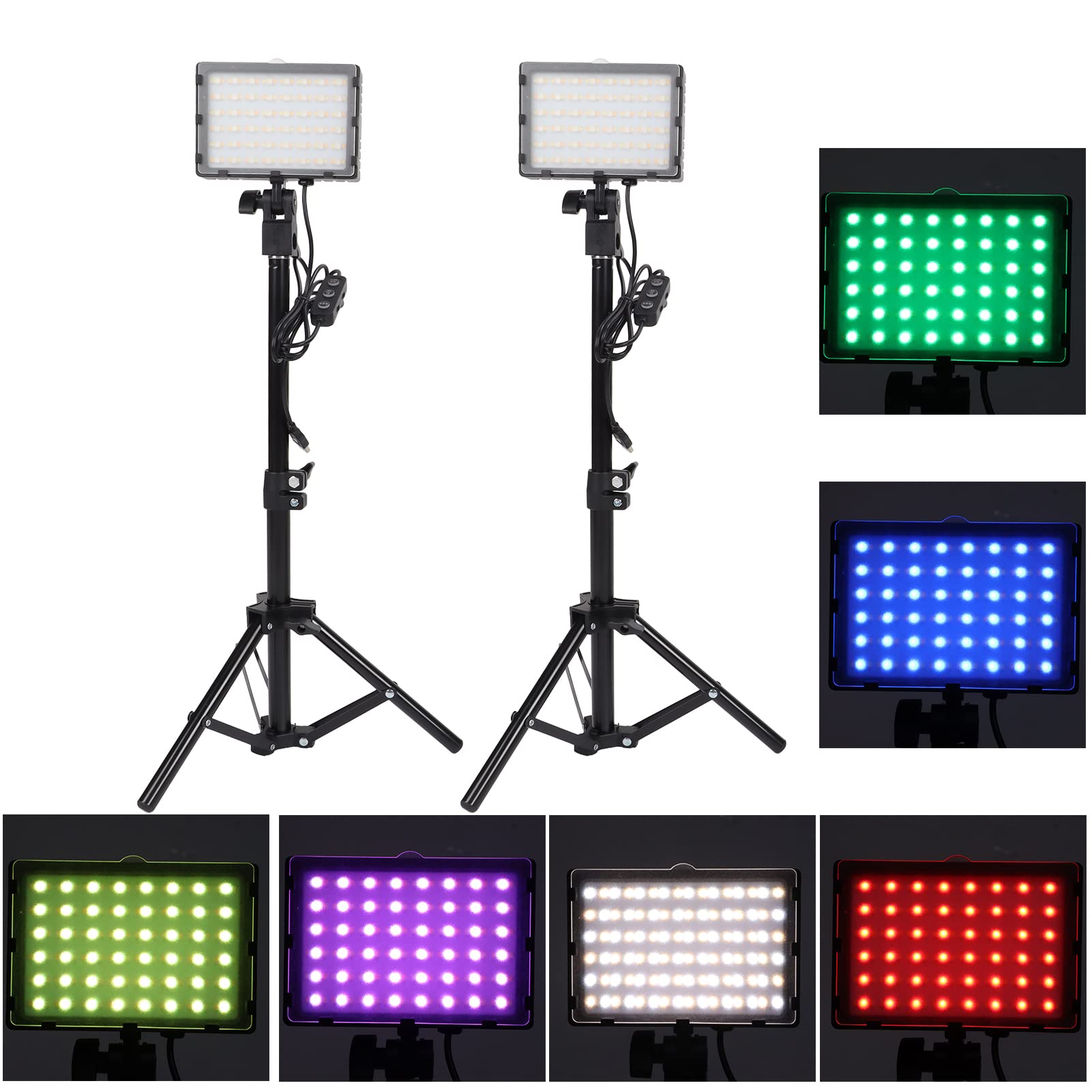 Regulowana Lampa Wideo LED USB z Mini Statywem do Transmisji Strumieniowej na żywo Vlogów, 144 szt. X 2 Koraliki, Przenośne Oświetlenie Kamery do Powiększania, Czarna