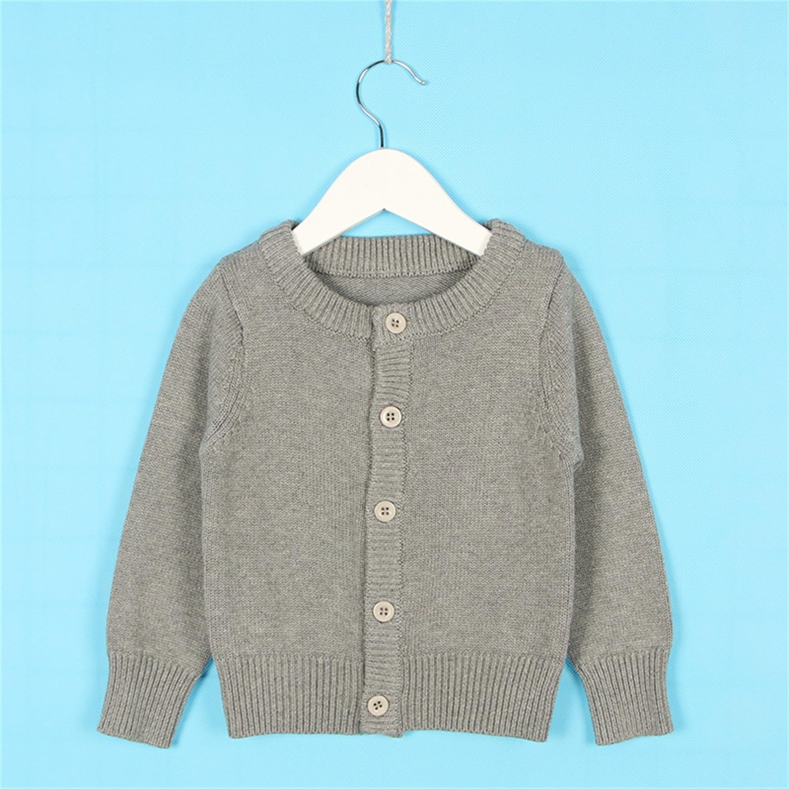 Cárdigan clásico para niña con botones, cuello redondo con diseño atemporal | Aspecto atemporal con tira de botones, básico indispensable para primavera, otoño e invierno