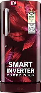 LG 210 L, 5 Star, Direct Cool, Smart Inverter Compressor, Single Door Refrigerator (2025 Model, GL-D231ASAU, Scarlet Aurora, Moist 'N' Fresh, Base stand with Drawer & Fast Ice Making)