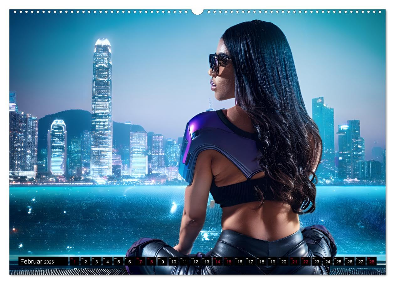 Cyberpunk (hochwertiger Premium Wandkalender 2026 DIN A2 quer), Kunstdruck in Hochglanz: Die Welt von Cyberpunk (CALVENDO Kunst)