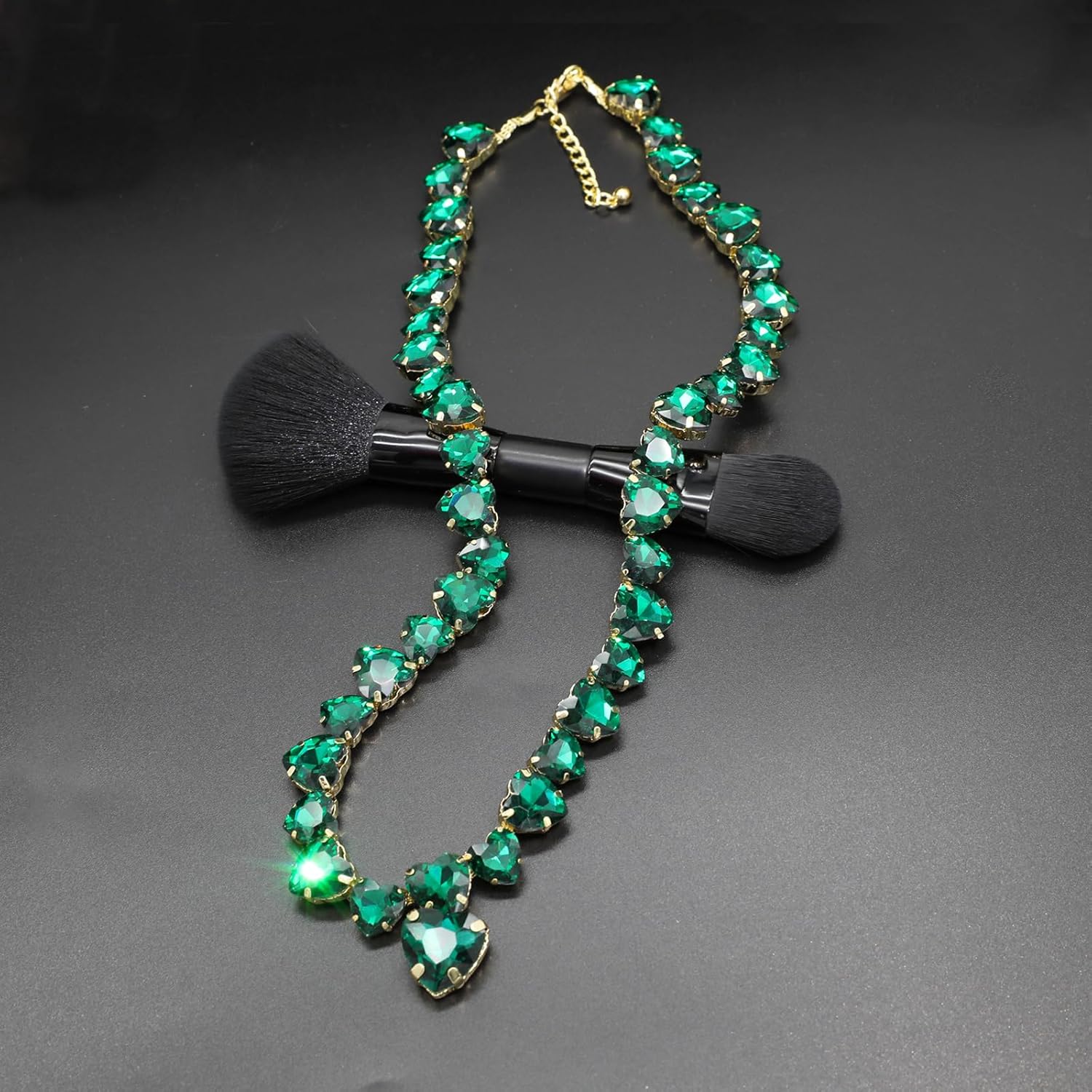 JNF Crystal Rhinestone Choker Collar Necklace For Women Colorful Bling Neck Chain Trendy Sparkly Statement Piece Crystal Rhinestone Heart Bib Necklace - Image 3