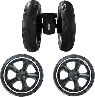ROODO Replacement Wheel Set for 3-Wheel Pet Strollers - Tool-Free One-Click Install, Original Parts for Smooth Rides