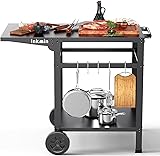 Pizza Oven Cart Table Outdoor Grill Cart Double-Shelf Movable BBQ Grill Table Stand Stainless Kitchen Food Prep Trolley Worktable Commercial Multifunctional Portable Dining Cart (Double-Deck) B-2