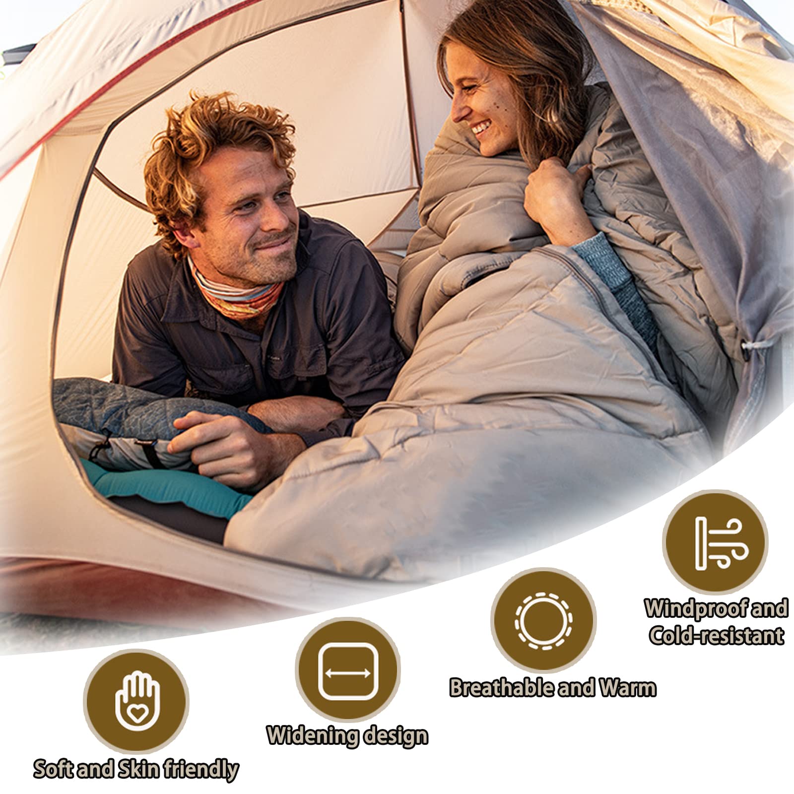 Allwetter-Schlafsack – tragbar, 0 °C – 20 °C, wasserdicht, kompakt, leicht, Komfort mit Kompressionssack, Outdoor-Camping, Wandern (2 Farben & 4 Größen) (gebrochenes Weiß, 2,4 kg (über -0,000) °C)) Sport & Freizeit