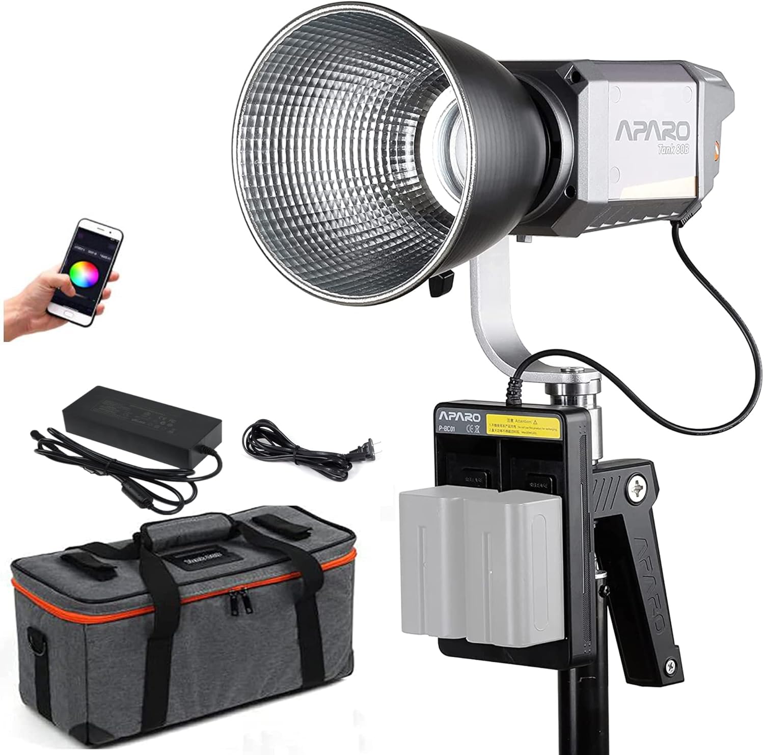 Tank 80B COB 80W Bi-Color LED Video Light 2500K-9999K CRI 96+14600Lux@0.5m DESAL Lite+ App Control Built-in 9 Lighting Effects DC/AC Power Supply