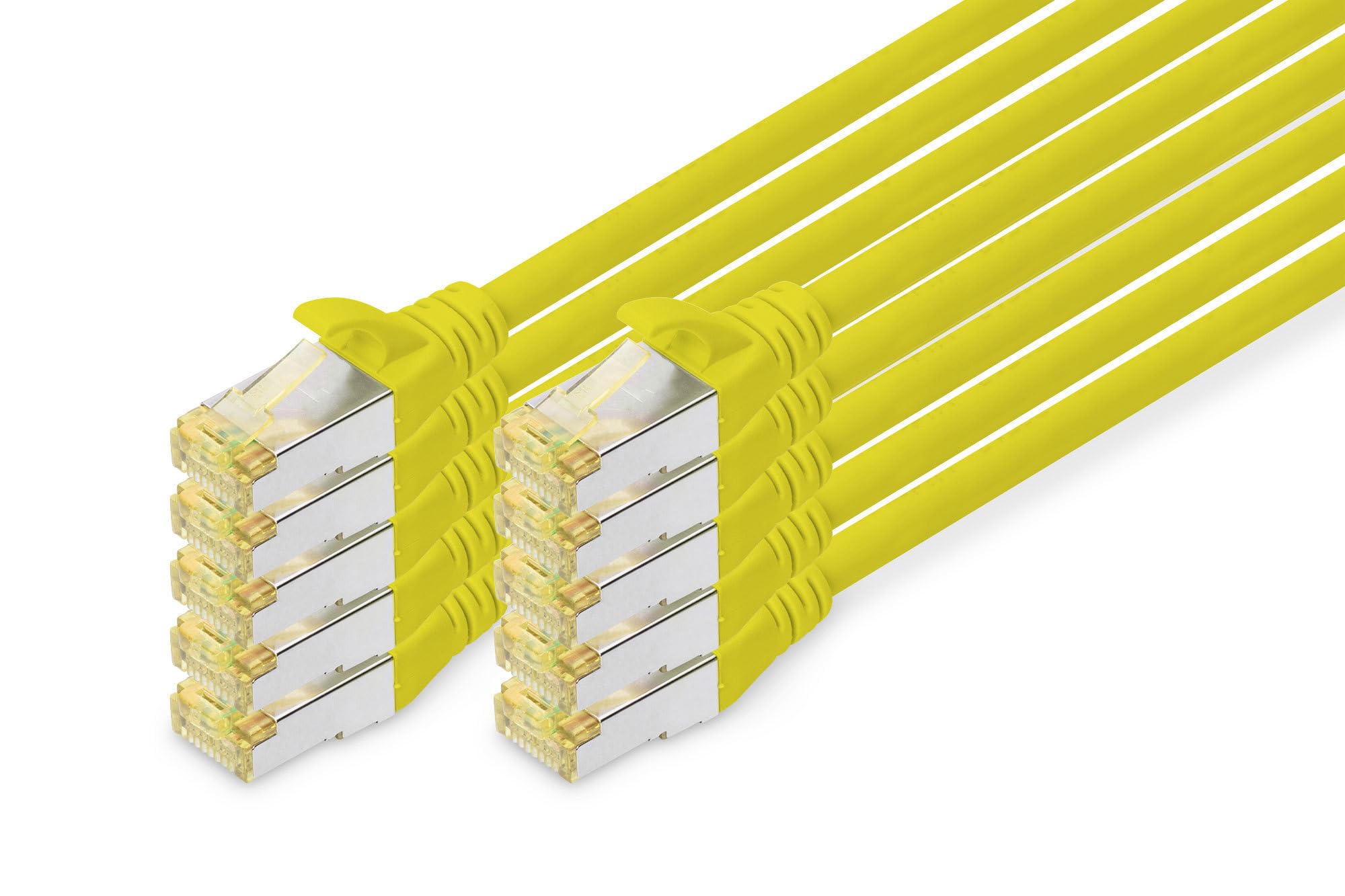 DIGITUS LAN Kabel Cat 6A – 2 m – 10 Stück – S/FTP Geschirmt – Gelb