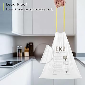 EKO Bin Bags, Kitchen Bin Liners, Drawstring, 3-6 Litre, 30 Count, Code A