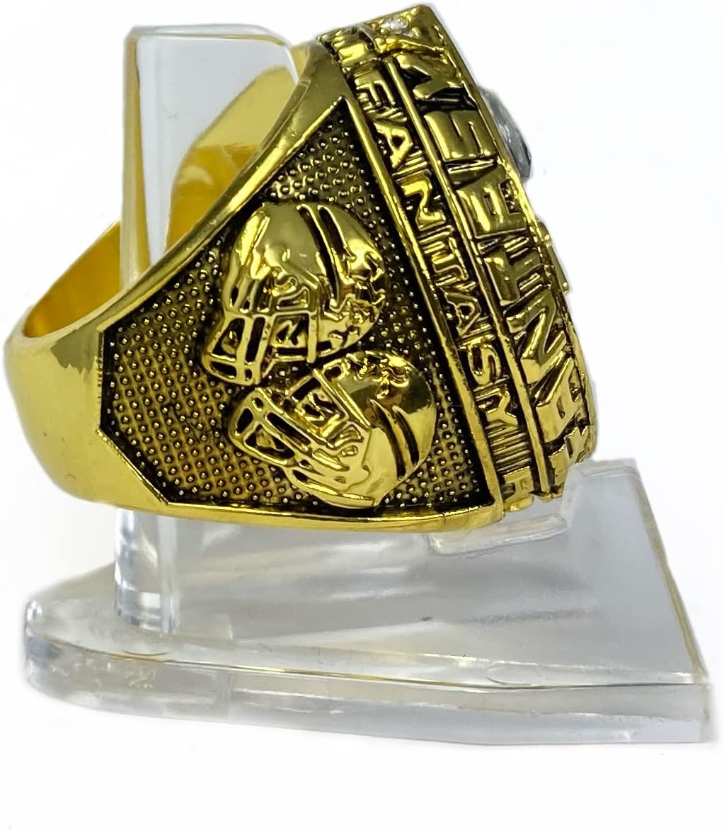Legacy Rings 2024 Gold Tone Fantasy Football Championship Trophy Ring, Award for Fantasy Football League Winner