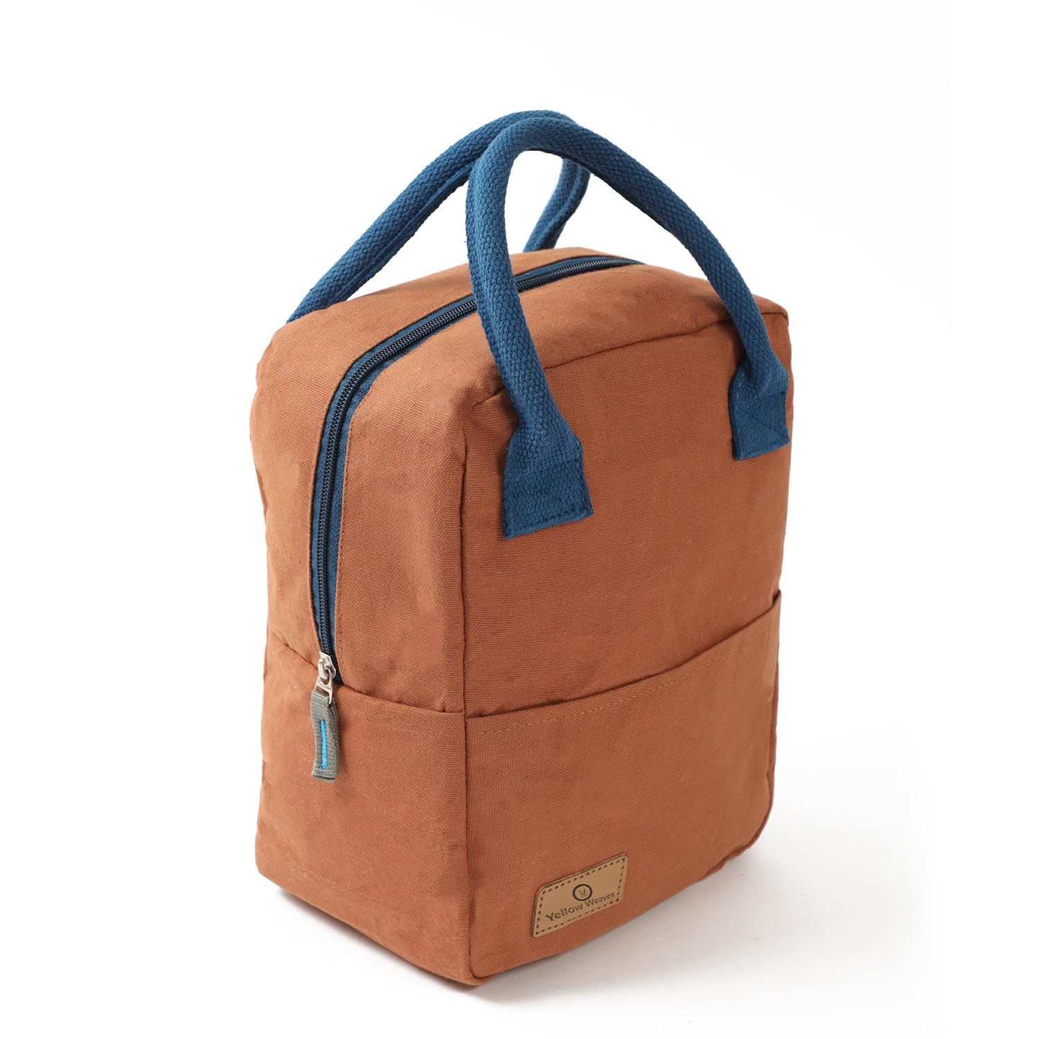 Yellow Weaves 100% Cotton Canvas Bag Reusable and Washable, Eco-Friendly Lunch Bag, Leakproof Keeps Hot & Cold, Lunch Bag for Men Women Kids Office Picnic School, (Big Size - Brown)