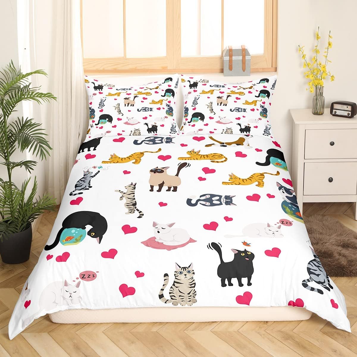 Feelyou Cute Sloth Duvet Cover Full Size Sloth Print Comforter Cover Cartoon Sloth Bedding Set Sloth Gifts Black Bedspread Cover for Kids Boys Girls Adults with 2 Pillow Case