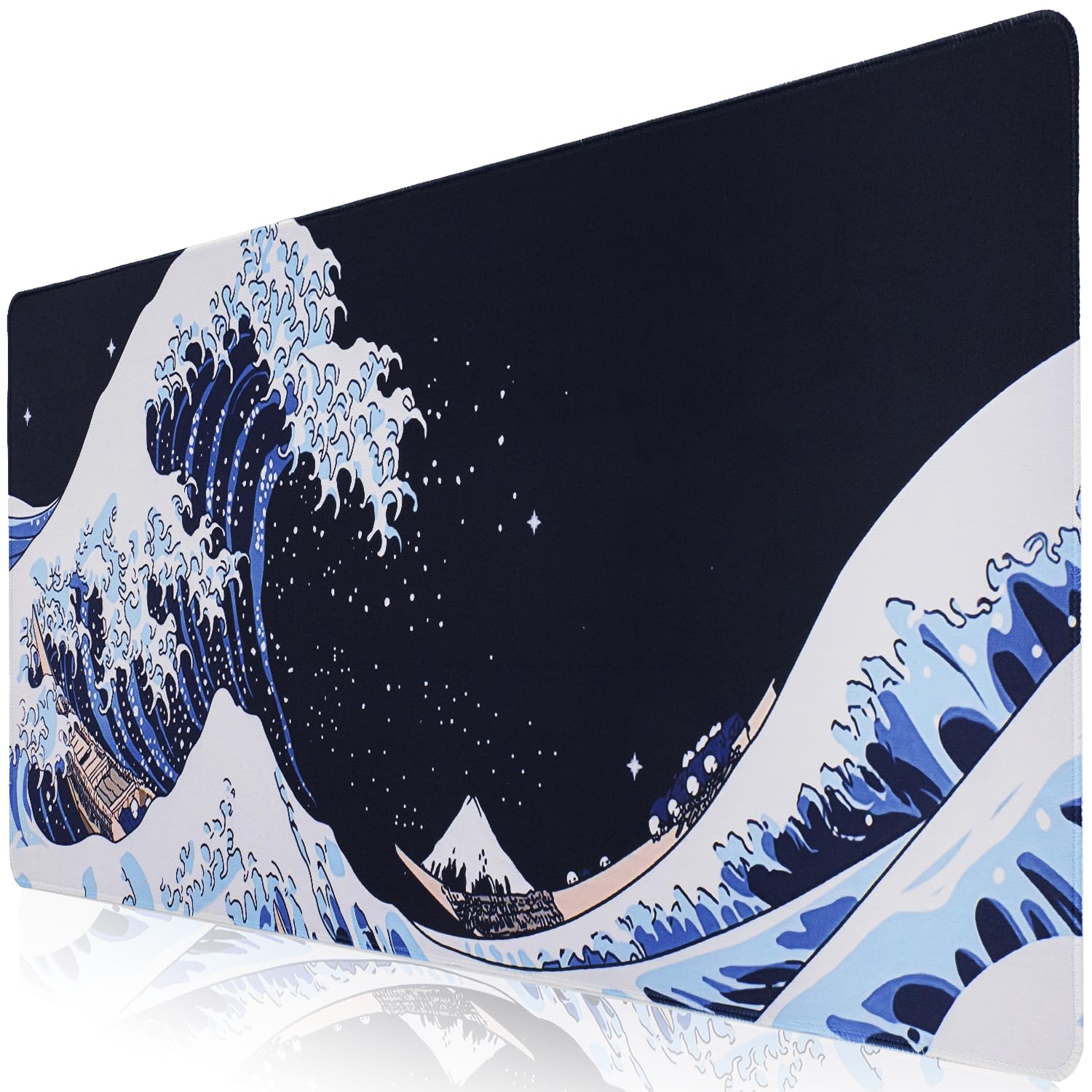 Sevenpers XXL Japanese Large Gaming Mouse Mat 900 x 400 mm, Non-Slip Desk Mat with Rubber Base, Mousepad Stitched Edges Waterproof for Office Computer Games & Mat