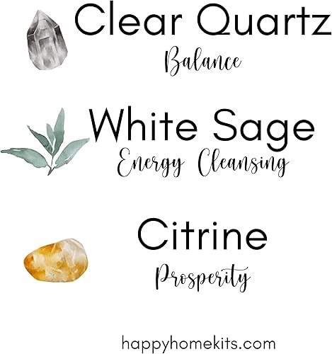 Miniatura 4 de Vela de salvia blanca con cristales de citrino y cuarzo de 6.4 onzas, hecha con cera de soja natural perfumada con aceites esenciales y aromáticos