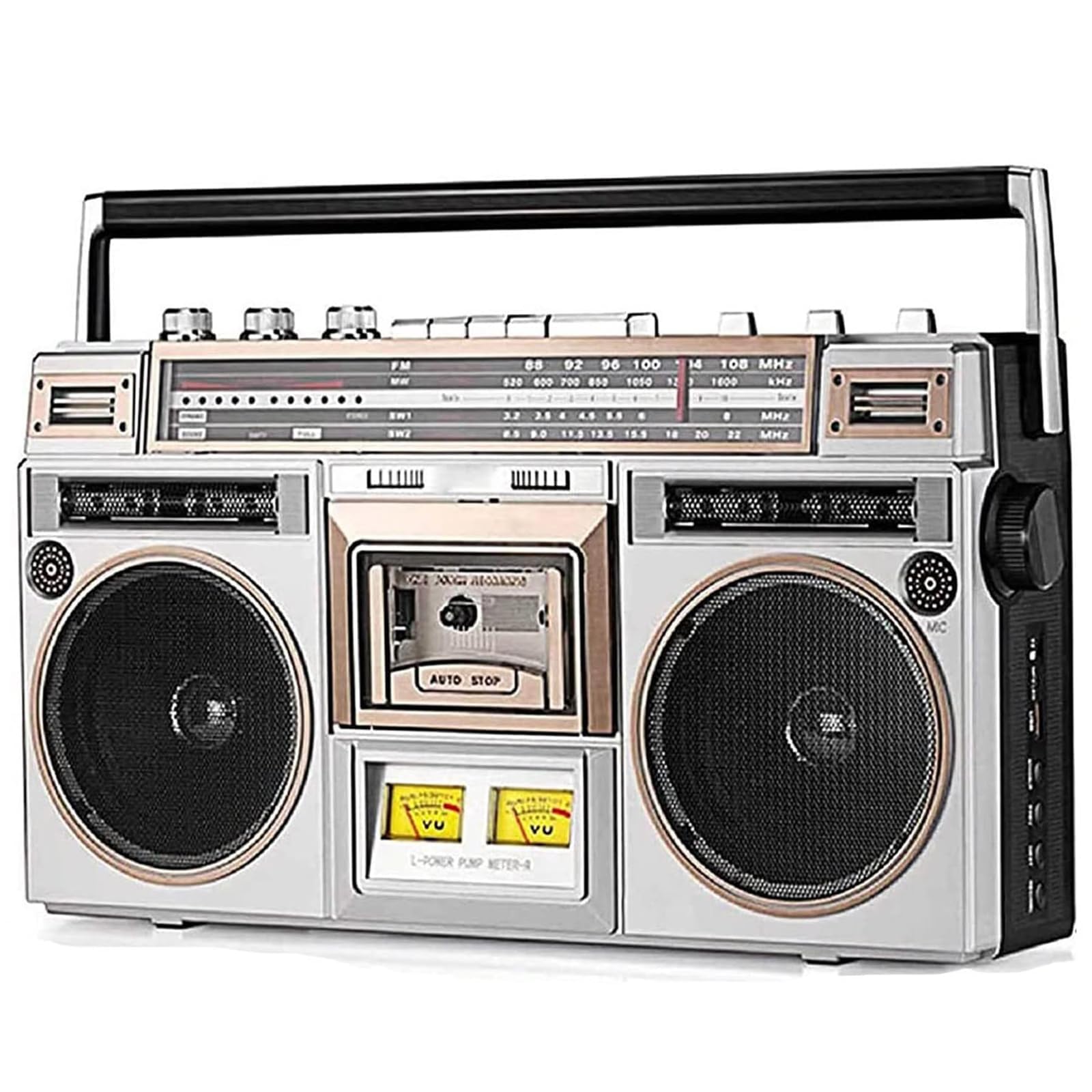 Klasyczny odtwarzacz kasetowy z motywem retro w stylu lat 80., retro odtwarzacz kasetowy Bluetooth z radiem FM i Dab+, nagrywanie USB, radio kasetowe, magnetofon do spotkań rodzinnych, podróży