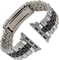 Vista 4 de Gilden Correa de reloj de acero inoxidable extra larga sin expansión 1542-SMART, compatible con Apple Watch