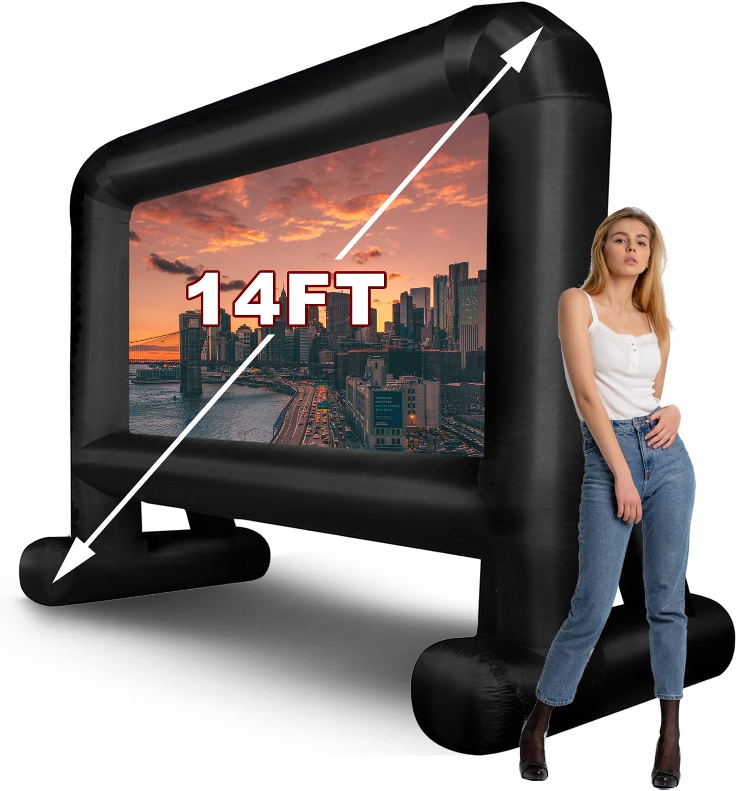Inflatable Movie Screen (14 Feet) Blow up Mega Projector Screen with Carry Bag for Front Projection