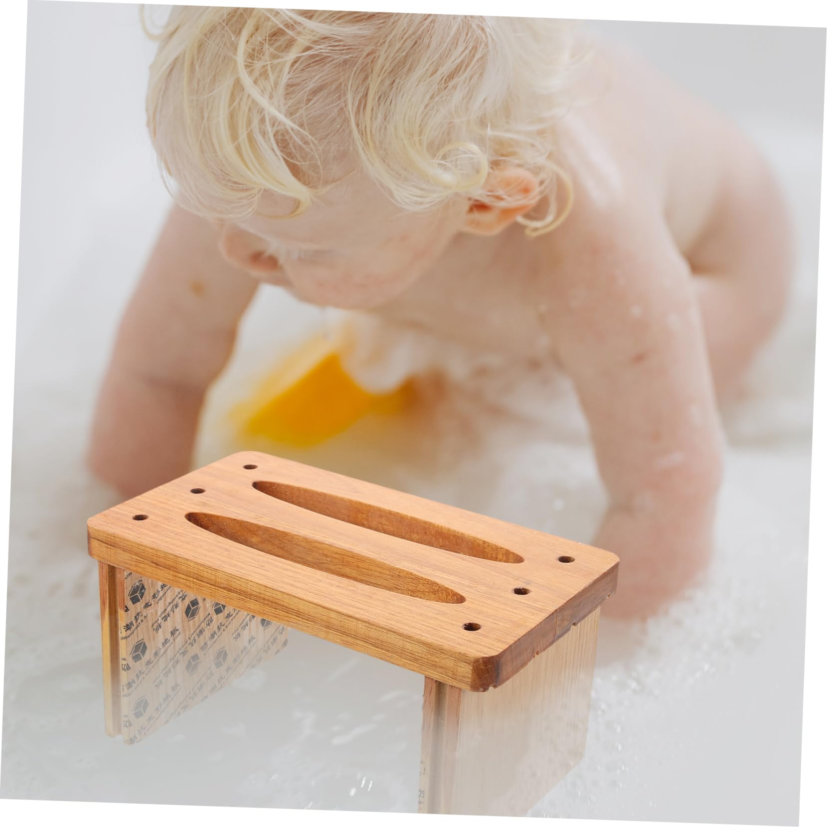 Cabilock Taburete de Baño Infantil de Madera, Compacto y Resistente, Superficie Lisa y Cómoda para Sentarse, Adecuado para Baño y Uso Diario