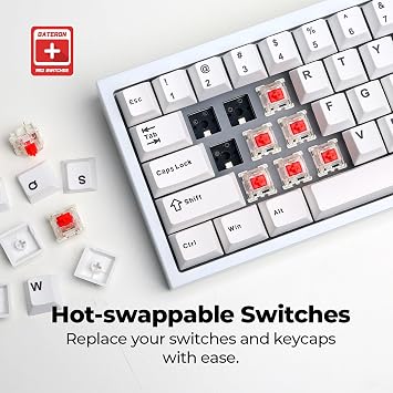 CyberPowerPC CK60 White 60% Hot-Swappable RGB Customizable Mechanical Gaming Keyboard, Dampening Foam, Aluminum CNC Case w/Gateron Red Switches and PBT Keycaps