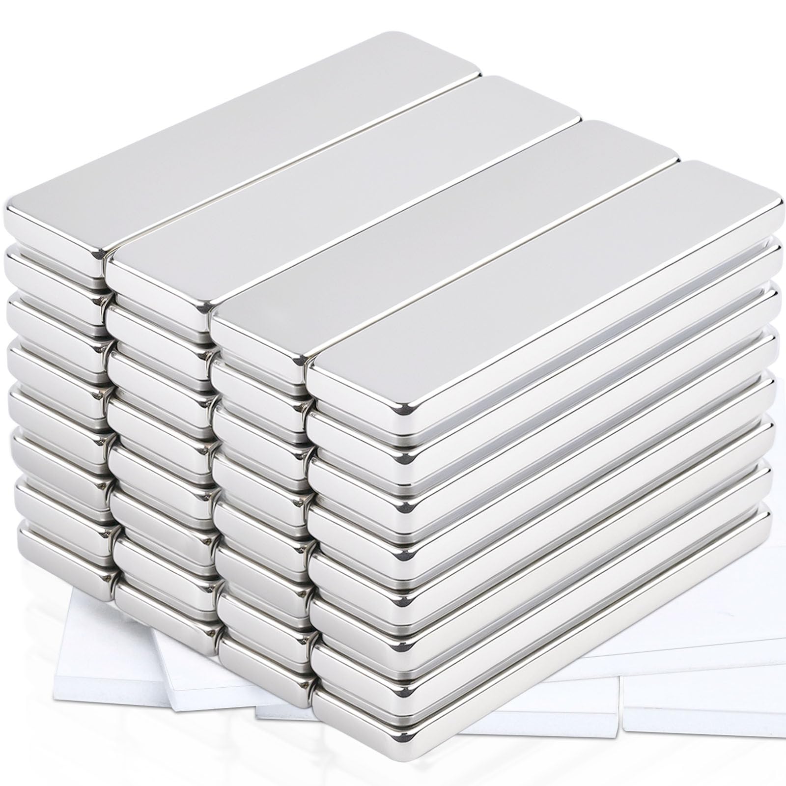 32 Pezzi Magneti Autoadesivi 40x10x3mm Magneti al Neodimio Magneti Neodimio Magnete Rettangolare Magneti per Famiglia, Frigo, Artigianato e la Decorazioni, Cucina e Ufficio