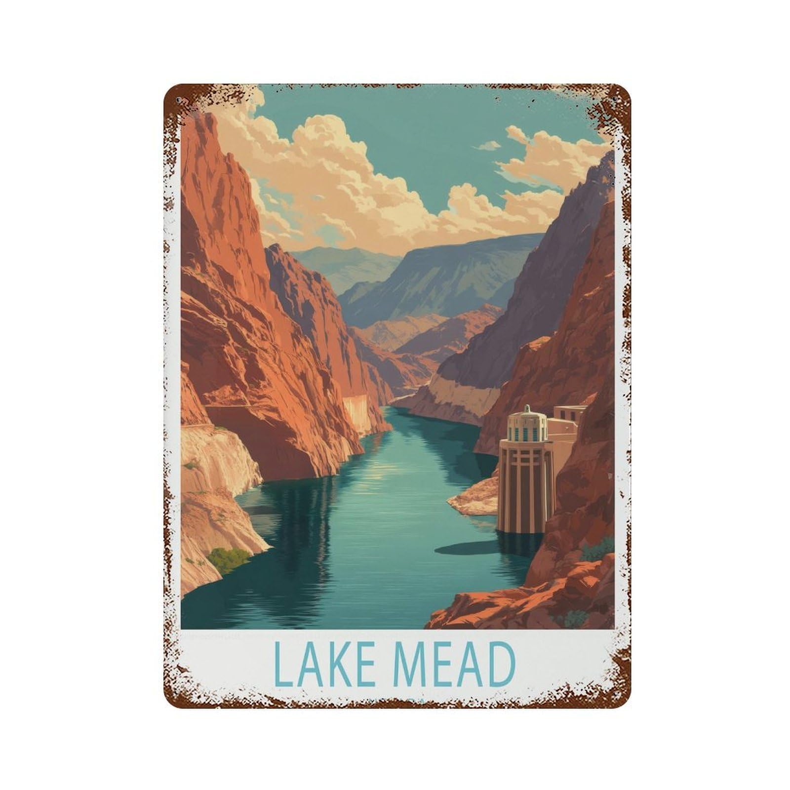 xiaoxiaoshen Lake Mead Travel Nevada Desert Canyon Decor Wall Decor Art Metal Tin Poster Modern Home Decor Art Home Bar Shop Decorations Vintage Sign 40x30cm