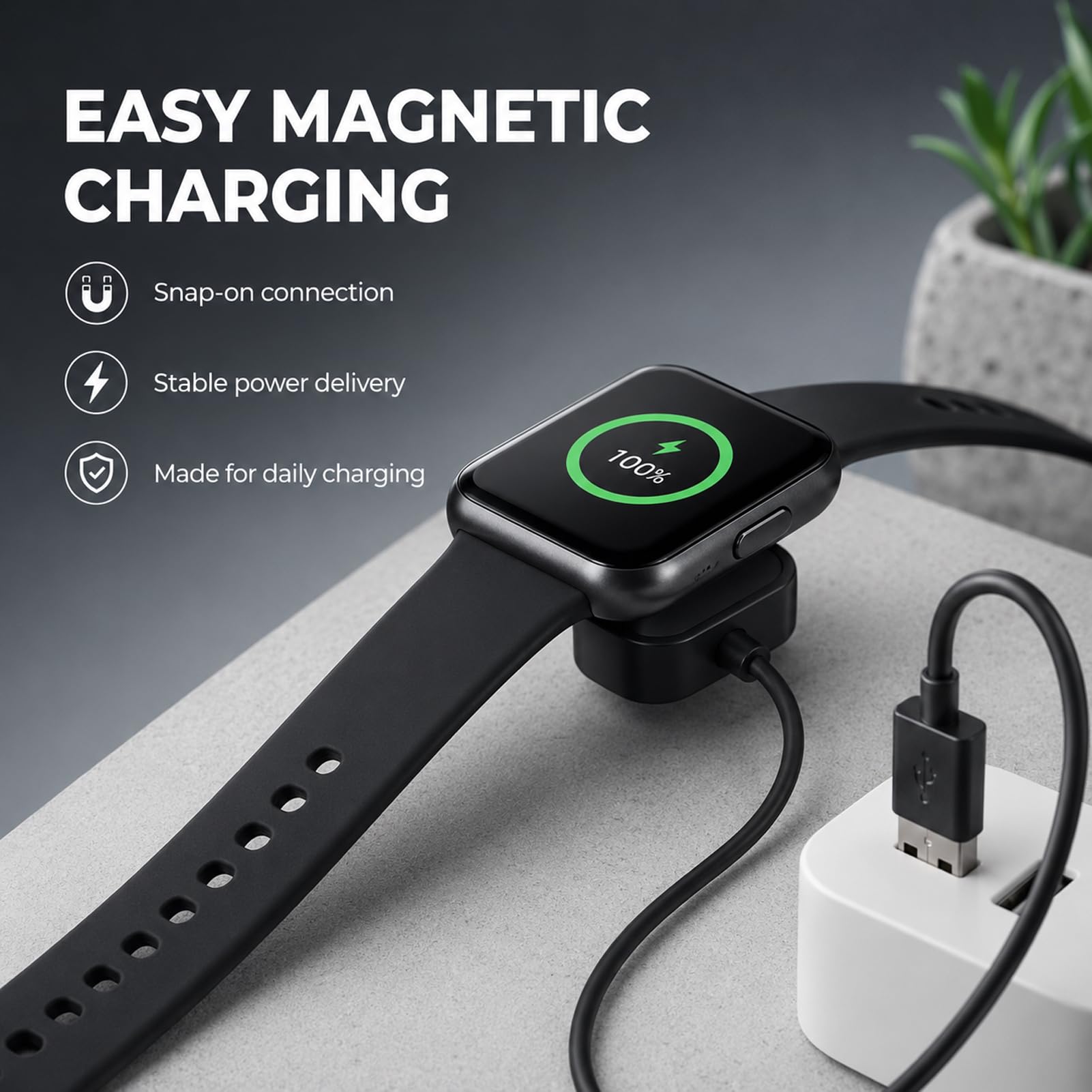 2 Stück Ladekabel, kompatibel mit Amazfit GTR 2 2e GTS 2 Mini 4 Mini Bip 3 5 U Pro Active Edge T Rex Pro USB Ladegerät Ersatz Kabel Adapter Schnellladung stabil (60 cm)