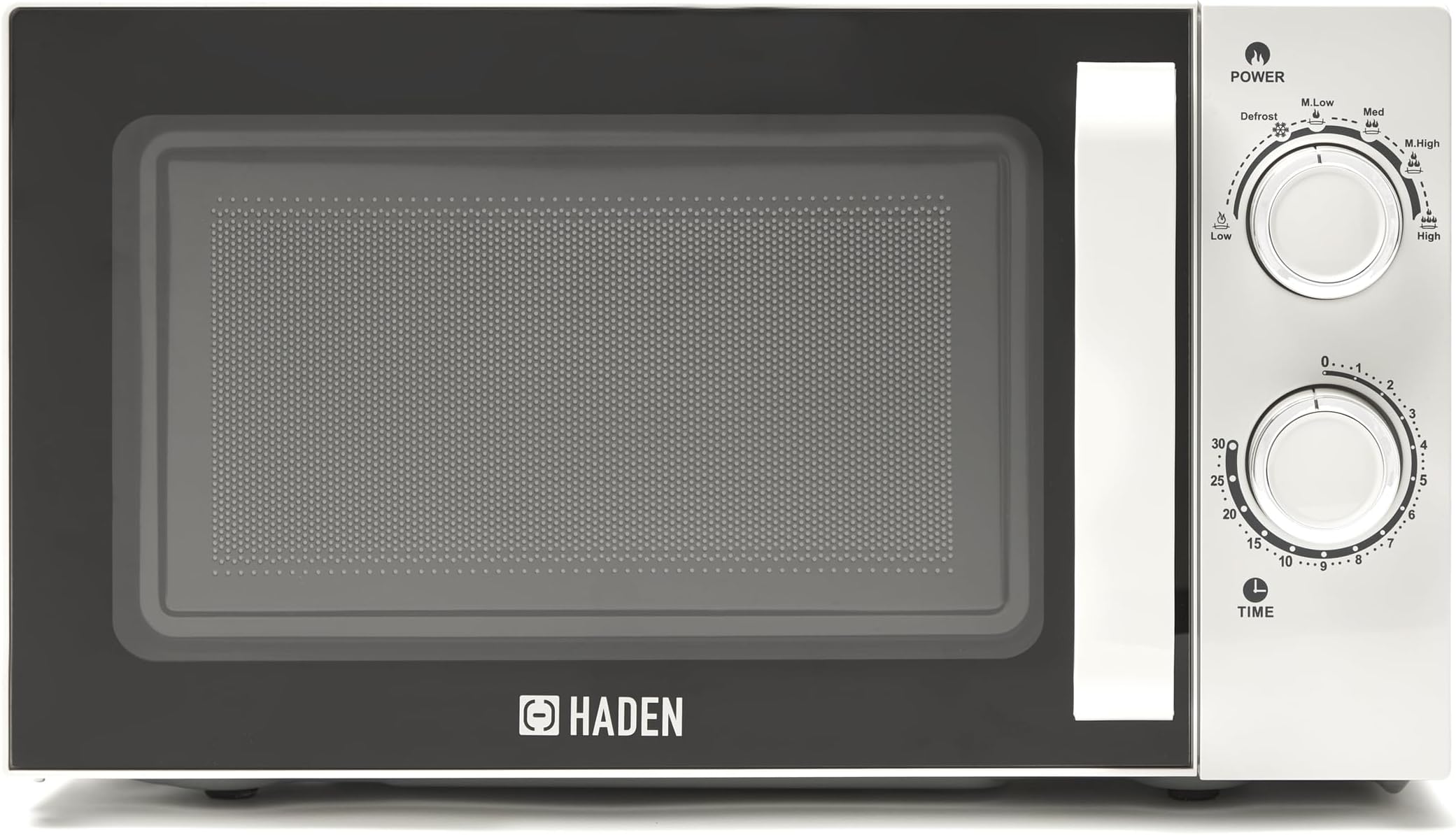 Haden 20L White Microwave - 800W Compact Countertop Microwave Oven with 6 Power Levels, 30-Min Timer & Defrost Function – Perfect for Kitchens, Dorms, and Offices