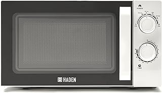Microwave Oven 20 Litre White Chrome Knobs Compact Versatile Stylish 800W with Safety Lock, 6 Power Levels, 30 Minute Timer, Function