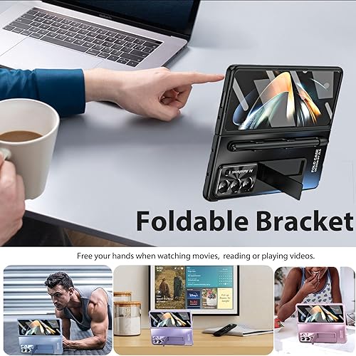 Miniatura 4 de Miimall Funda compatible con Samsung Galaxy Z Fold 5 con S Pen, resistente a las caídas, protector de pantalla frontal integrado + soporte + soporte