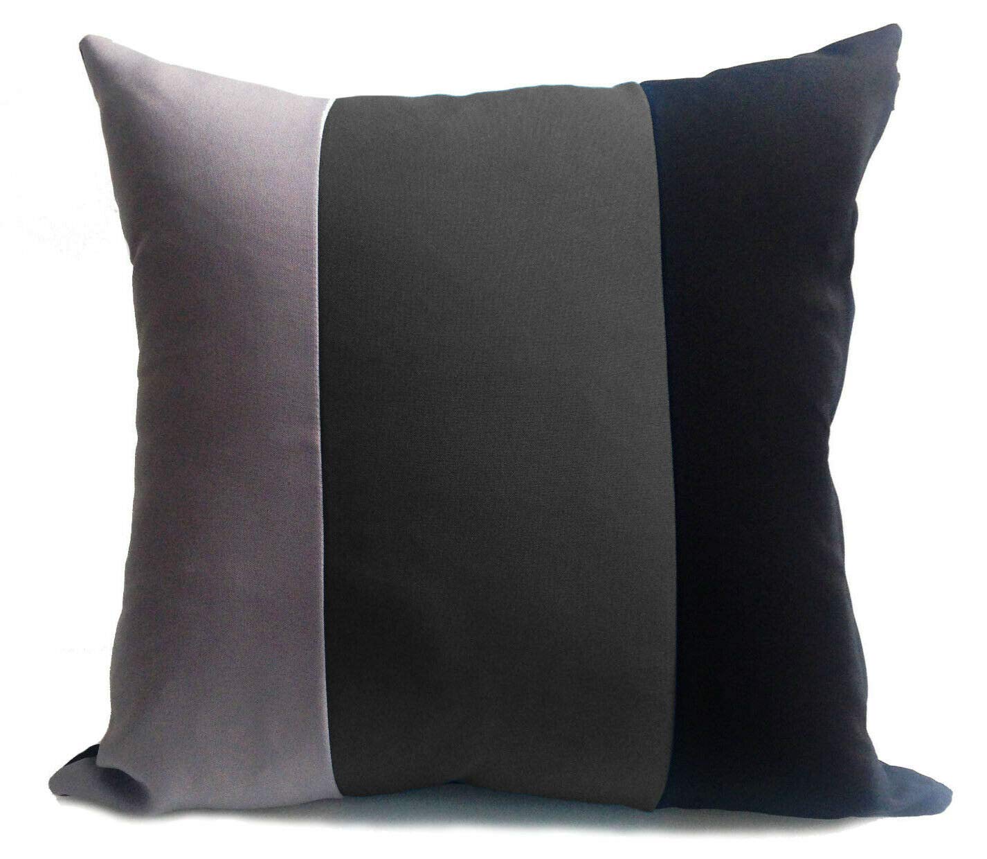 Juego de 4 cojines grandes de 3 tonos + fundas negro/carbón/gris 21"x21"