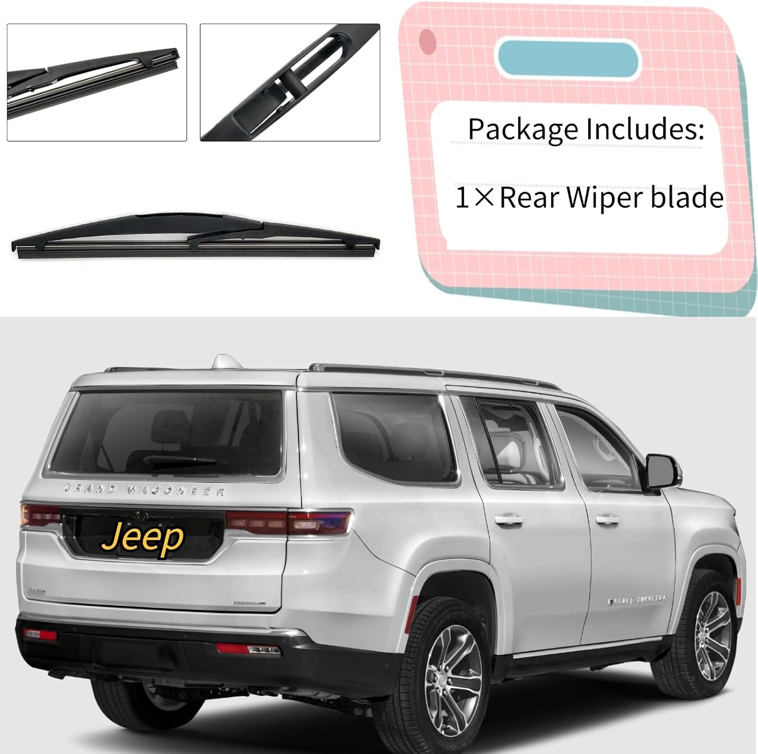 Rear Wiper Blade for Jeep Grand Wagoneer 2022-2025 2024 2023 | Exact Fit Base Obsidian Series II III Models | OEM Replacement Rear Back Windshield Wiper Blade