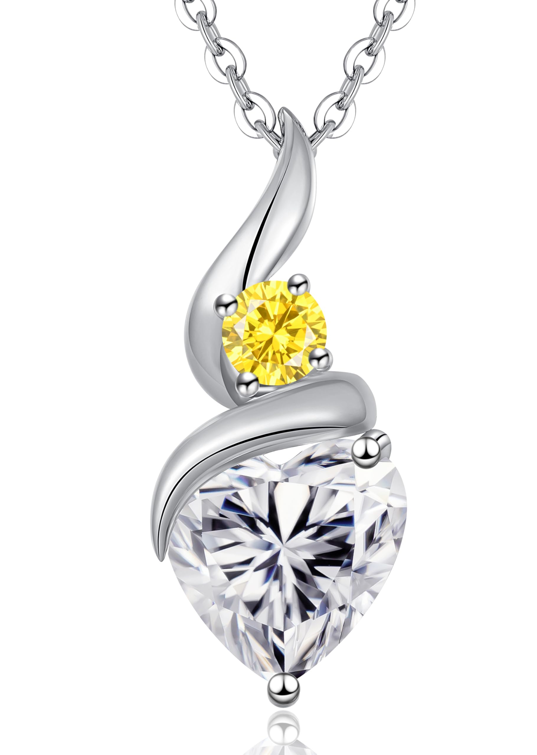 ANDSO Valentine's Day Gift Moissanite Heart Pendant Necklaces for Women, 925 Sterling Silver Necklace with Birthstone, Ideal Anniversary Present or