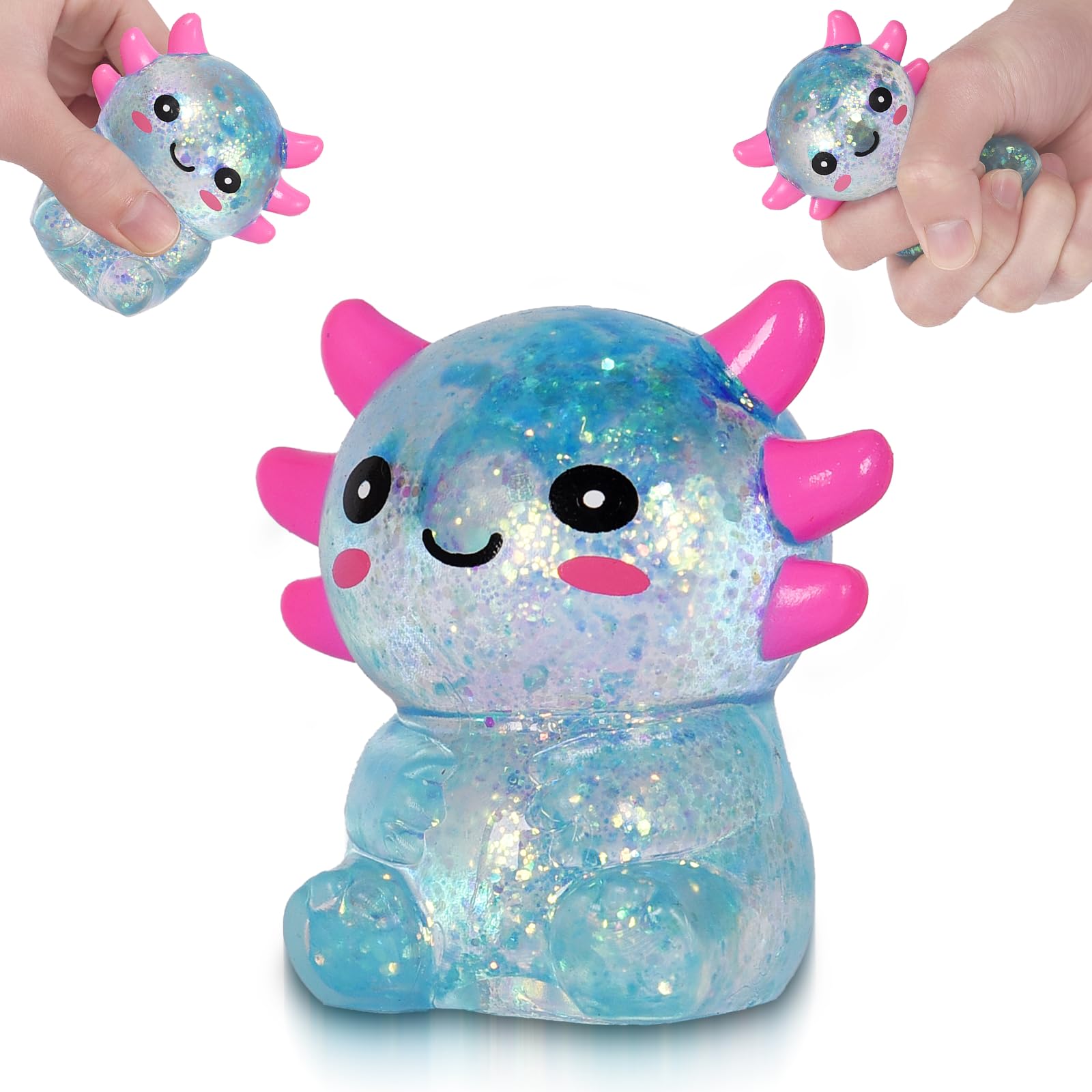 Puffwize Axolotl Squishy Toy, Cute Slow Rising Fidget Toy for Stress Relief, Soft Squeeze Sensory Toy for Kids and Adults, Handheld Stress Ball for Anxiety and Focus Sitting Posture Axolotl(Blue) — image 1