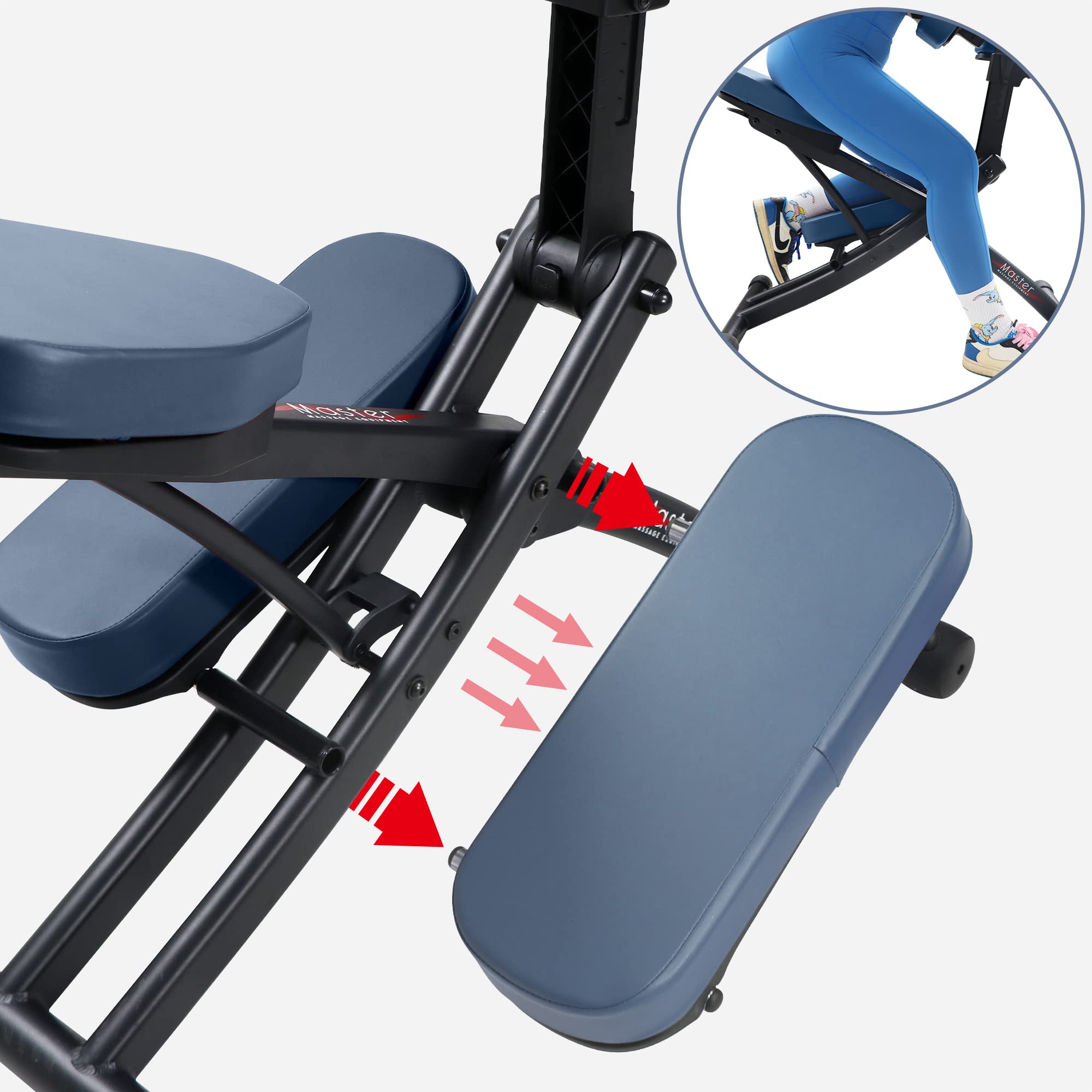 MASTER MASSAGE EQUIPMENT 10114A 10114A - Silla de Masaje Plegable (Aluminio, Ajustable, Ligera, con maletín de Transporte), Color Azul