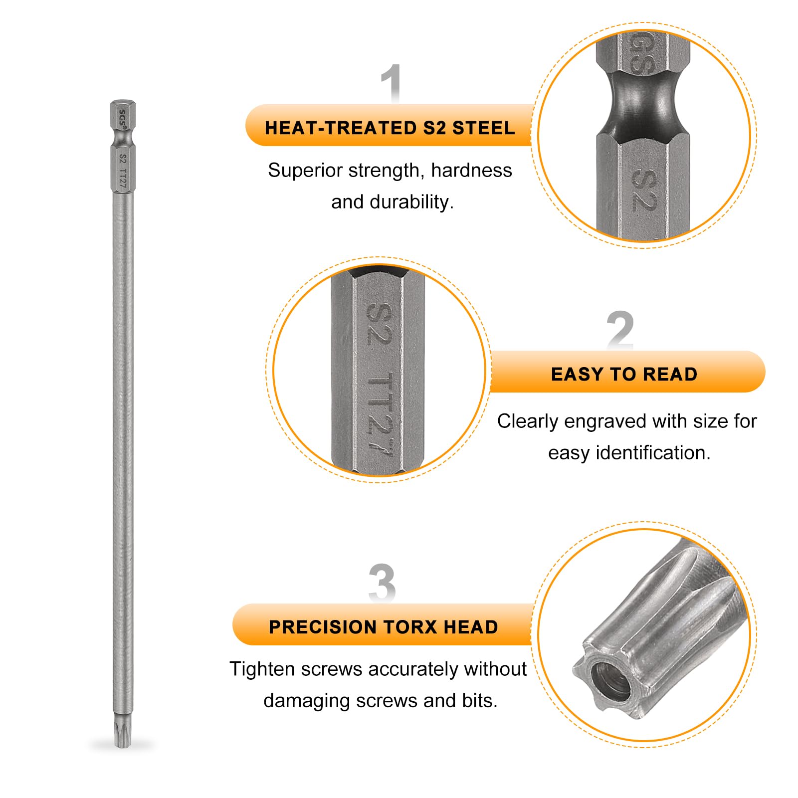 Taruri　0527 HARFINGTON TT27 Security Torx Head Screwdriver Bit 8