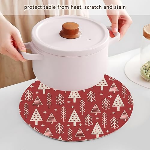 Miniatura 5 de 3 Pcs Trivet Tripod Christmas Pattern Snowflakes Stars Fir for Hot Dishes 15in Cotton Thread Weave Large Coasters Cotton Mat for Instant Pot Kitchen