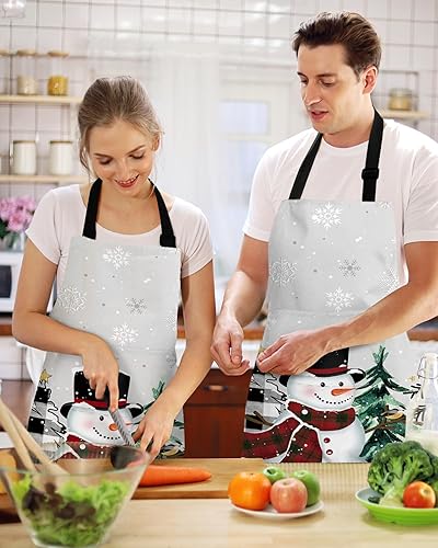 Miniatura 2 de Delantal de muñeco de nieve de Navidad para mujer con bolsillos, delantal de cocina de lona impermeable para pintarestilistatécnico de uñasartes y