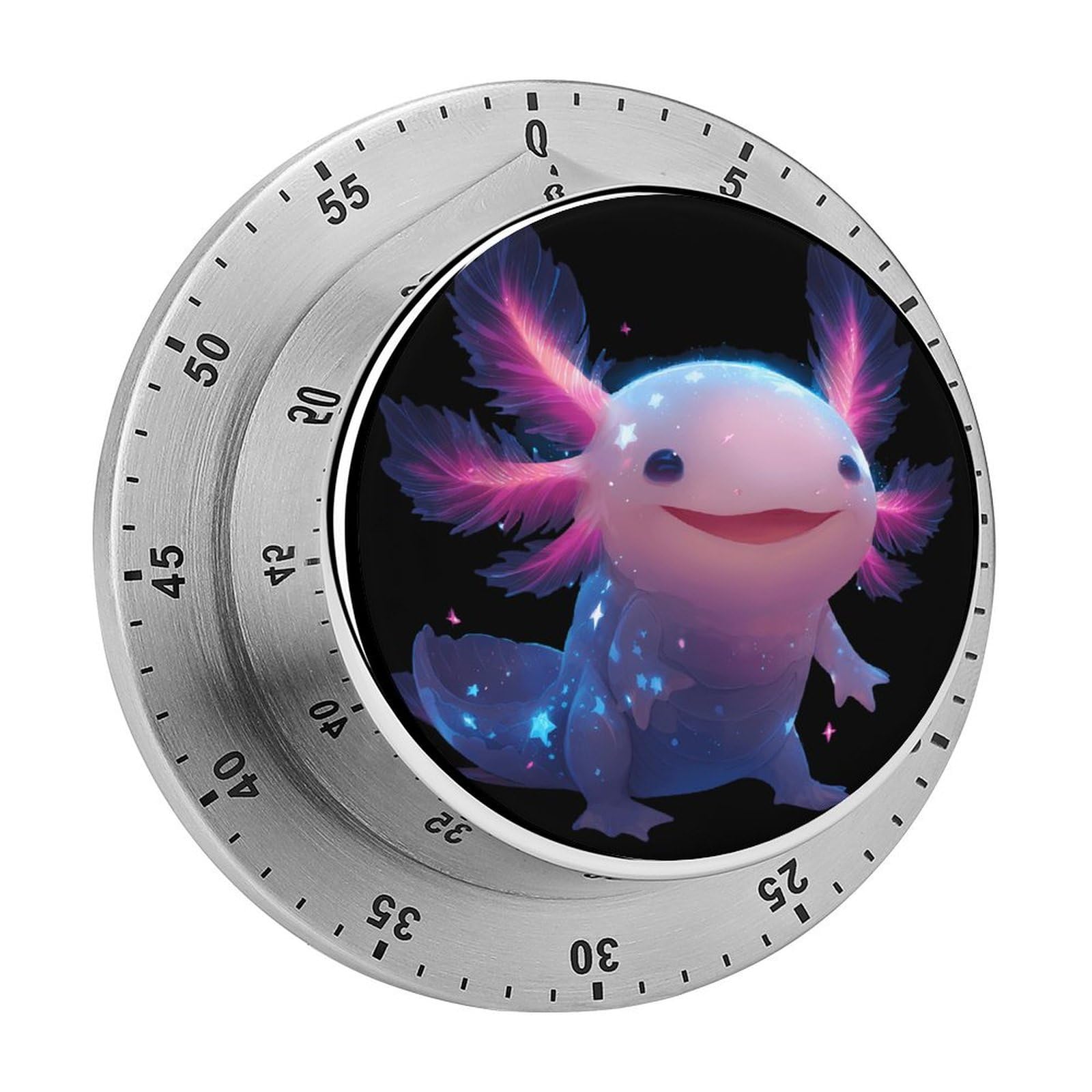 Cute Axolotl Glowing Mechanical Timer with Alarm for Kitchen Cooking Productivity Stainless Steel Timers