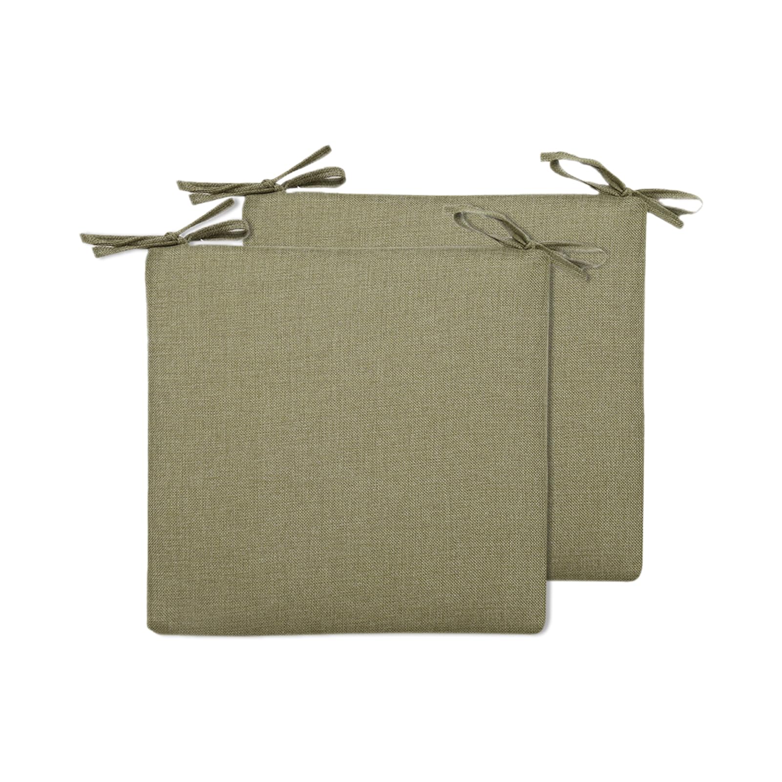 BESTORI Chair Cushions for Dining Chairs Non-Slip Comfortable Seat Cushion with Ties Cotton Linen Kitchen Chair Cushions Pads for Indoor Outdoor 45 x 45 cm, 2 Pack, Green 2