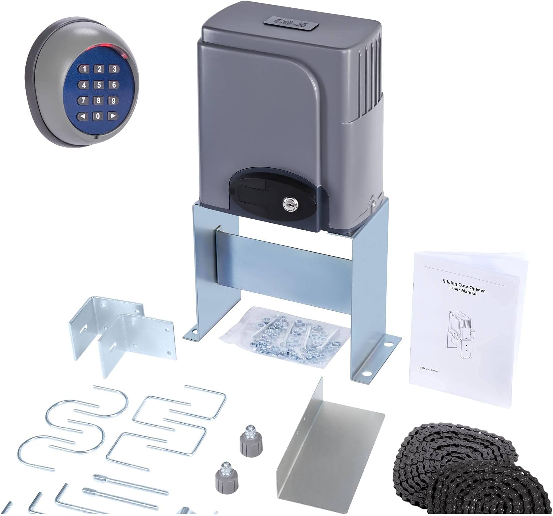 CO-Z Automatic Sliding Gate Opener with Wireless Gate Keypad, Electric Rolling Driveway Slide Gate Motor, Complete Gate Operator Hardware Security System Kit for Sliding Gate Up to 40 Feet