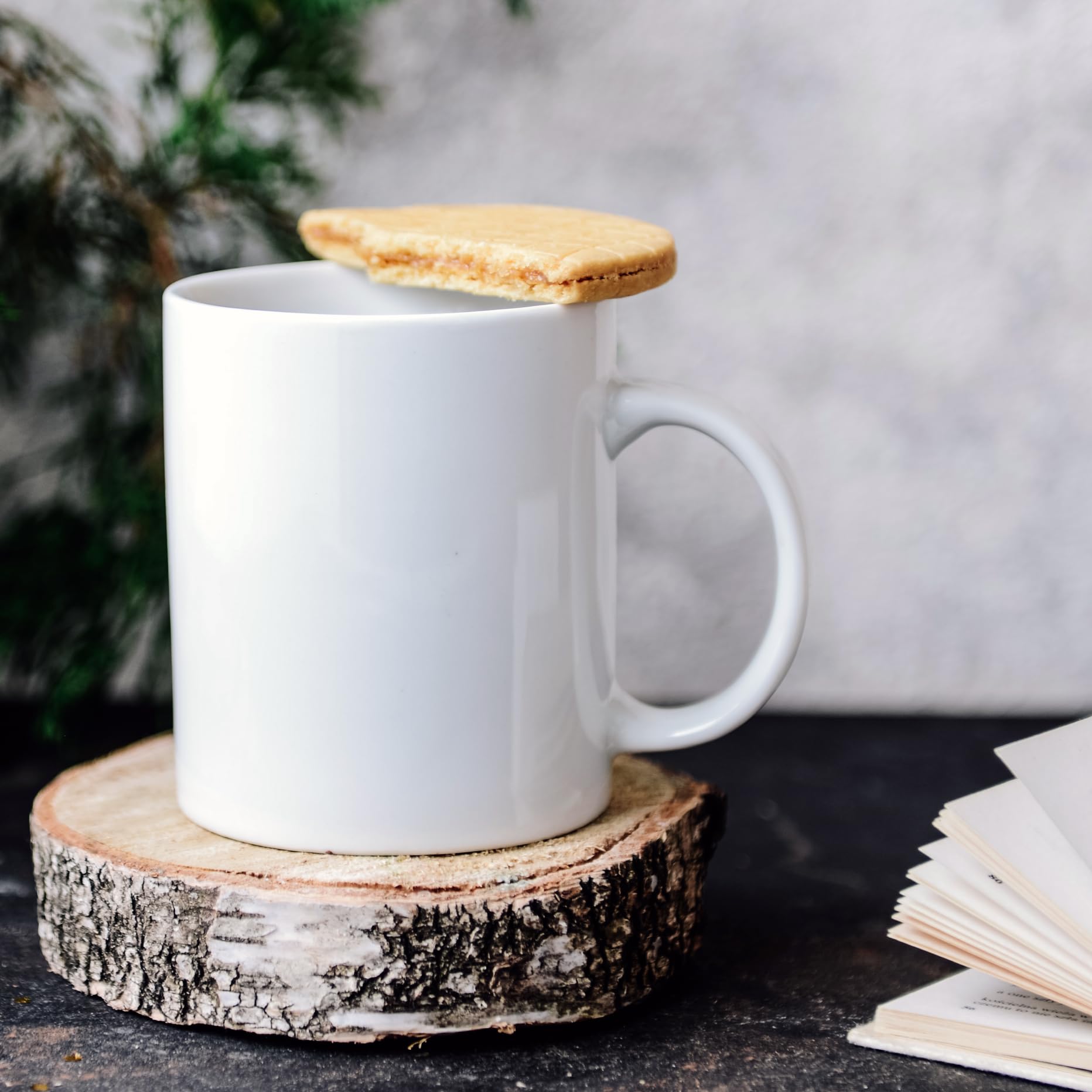 Glasmark Krosno - Set di 6 tazze da caffè in ceramica con manico, 300 ml, colore: Bianco