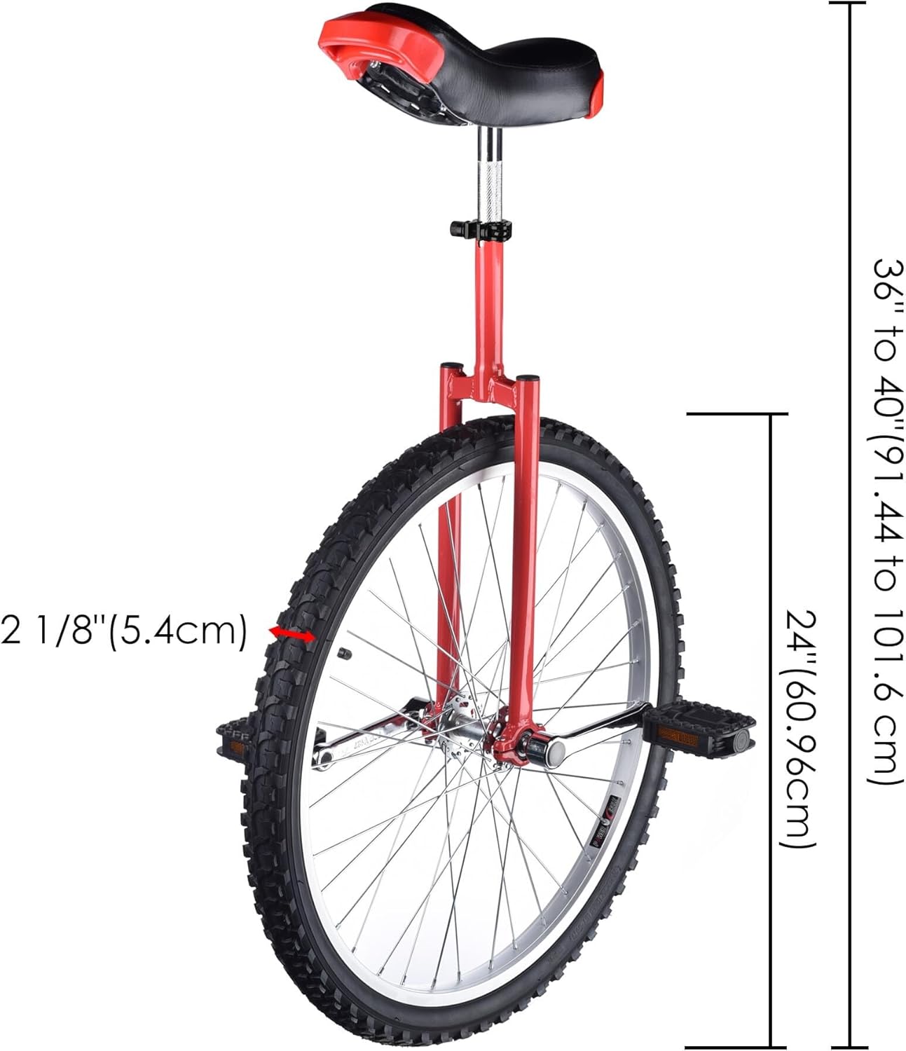 WinSpin 16" /18" / 20" / 24" Wheel Unicycle Leakproof Butyl Tire Wheel Cycling Outdoor Sports Fitness Exercise Health Red