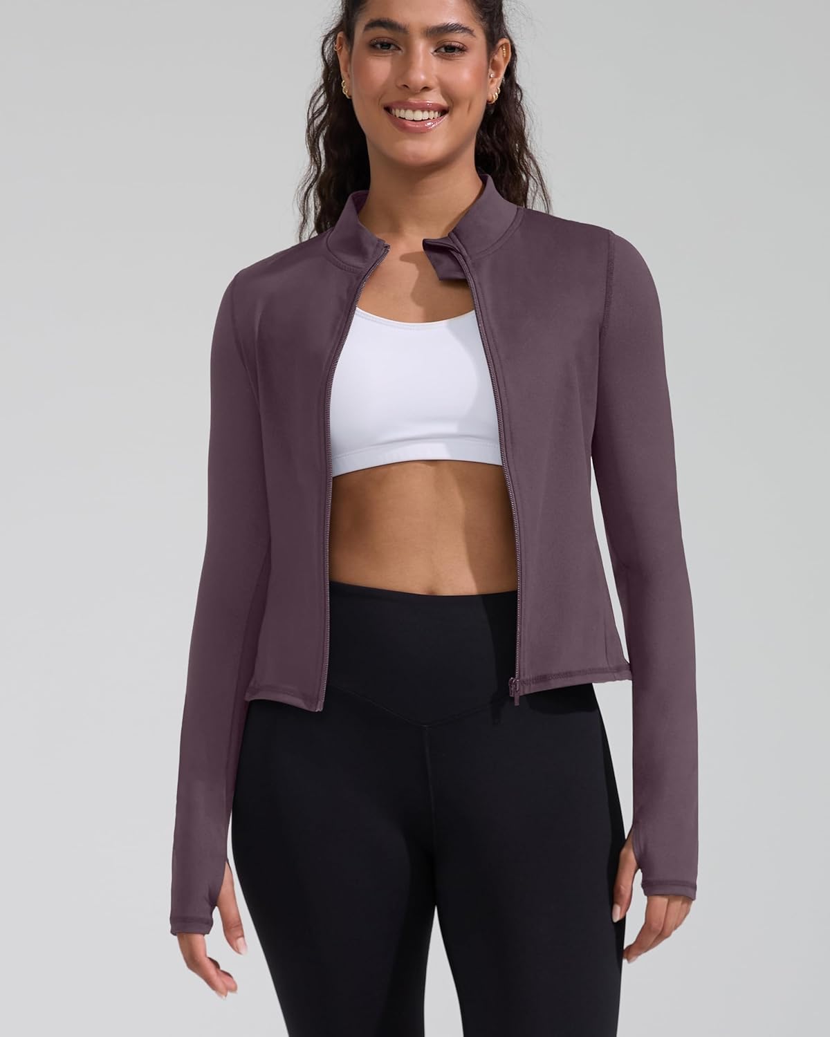 Running Workout Jackets for Woman Lightweight Athletic Tops Slim Fit Yoga Sportwear with Thumb Holes Full Zip - Image 5