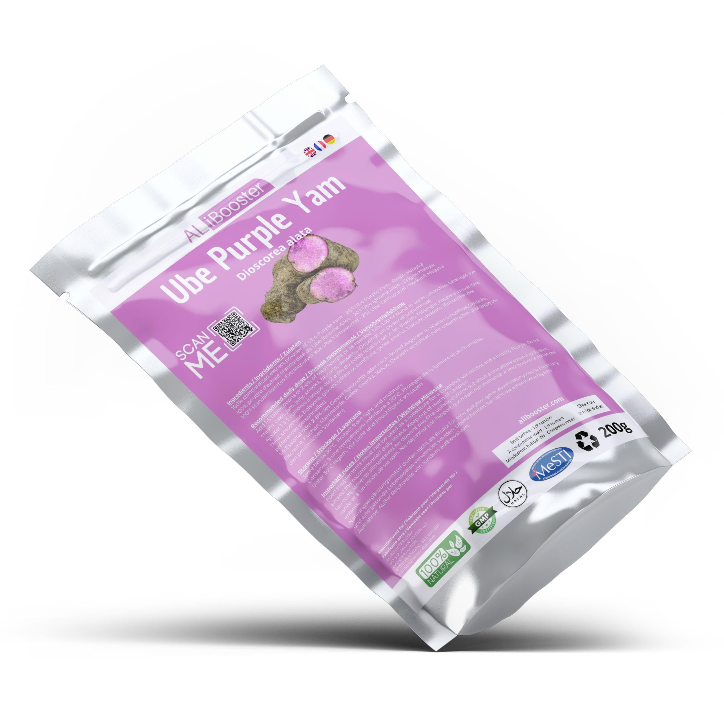 Polvo de ñame morado (Ube) Extracto estandarizado 200g puro natural sin aditivos