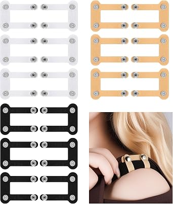 18 Pcs Bra Strap Holders for Slipping Black Gray Skin Color