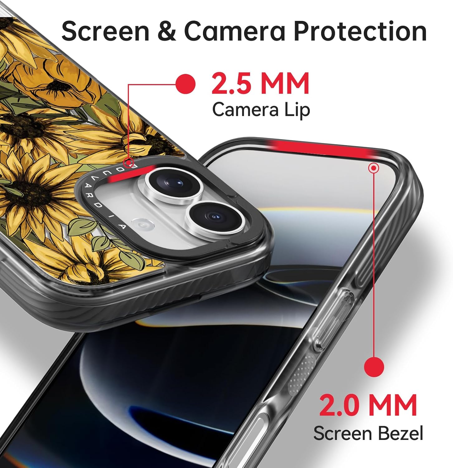 Bouvardia for iPhone 17 Case, Compatible with Magsafe, Cute Design for Women & Girls, Protective & Aesthetic, Floral Theme - Sun Flowers
