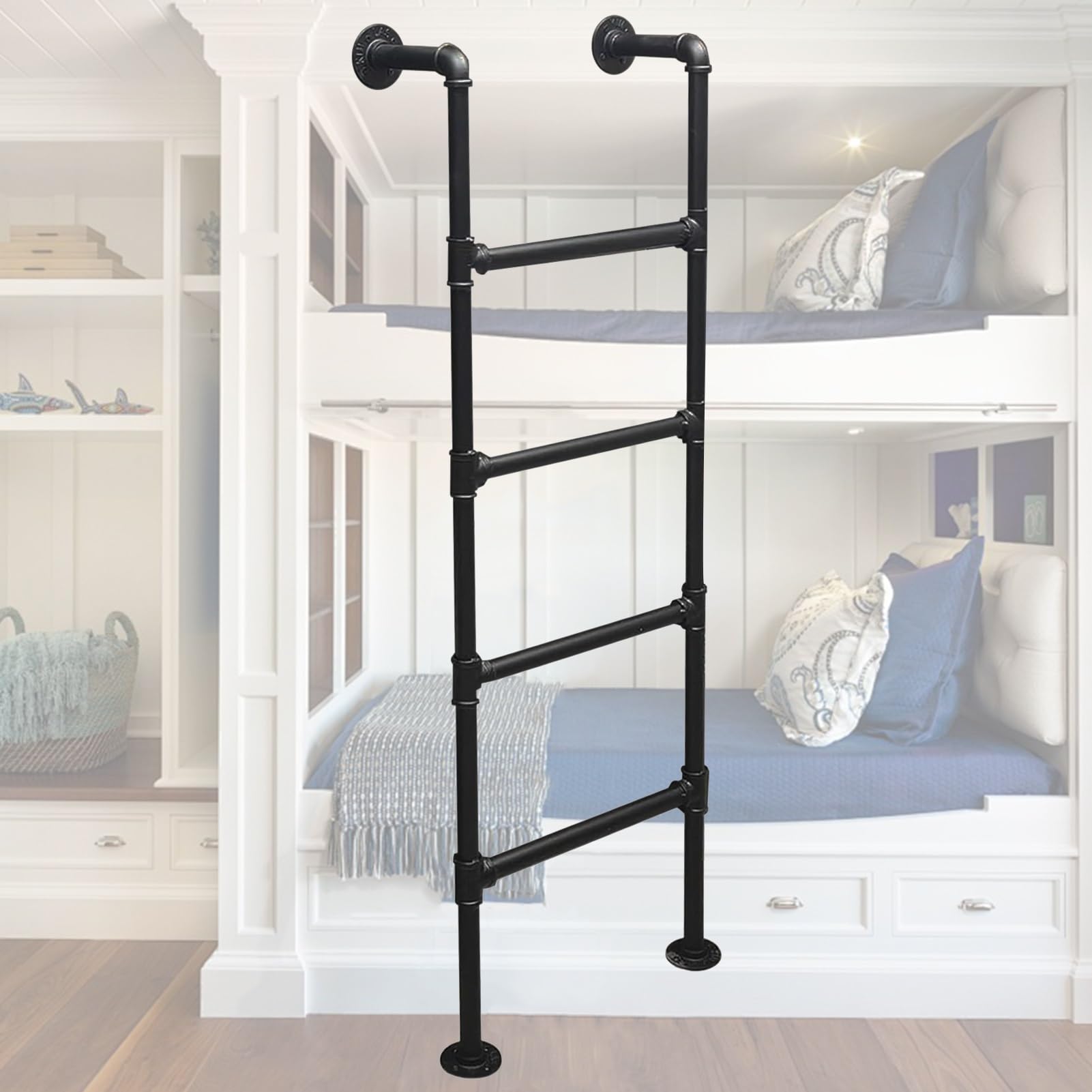 Gdmdpte Heavy Duty Metal Ladder For Twin Bunk Beds - Safe Climbing Steps For Dorms, Lofts, Campers, And Basements