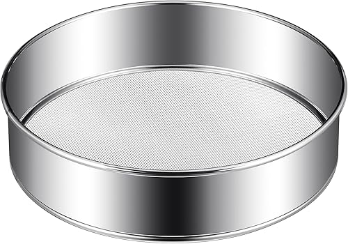 Patelai 1 tamiz redondo de acero inoxidable para hornear decorar pasteles, pasteles, pasteles, cupcakes (malla 60 de 8 pulgadas)